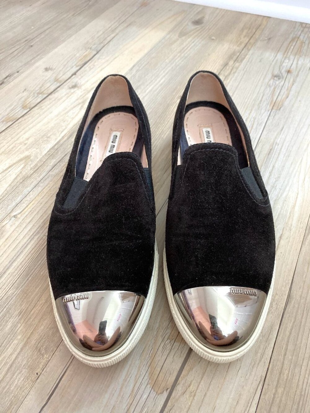 Miu Miu Black Suede Slip-On Sneakers Size 40